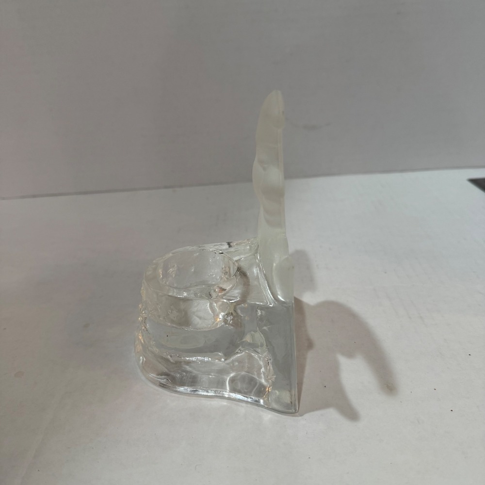 Vintage Frosted Glass Crescent Man in the Moon Star Votive Candle Holder Y2K 90s - Picture 5 of 10